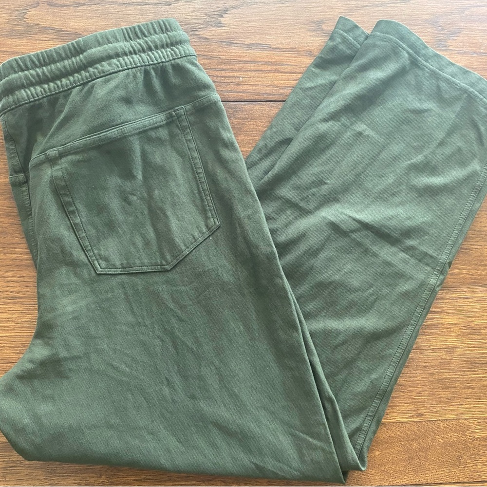 Olive green Athleta straight leg trousers